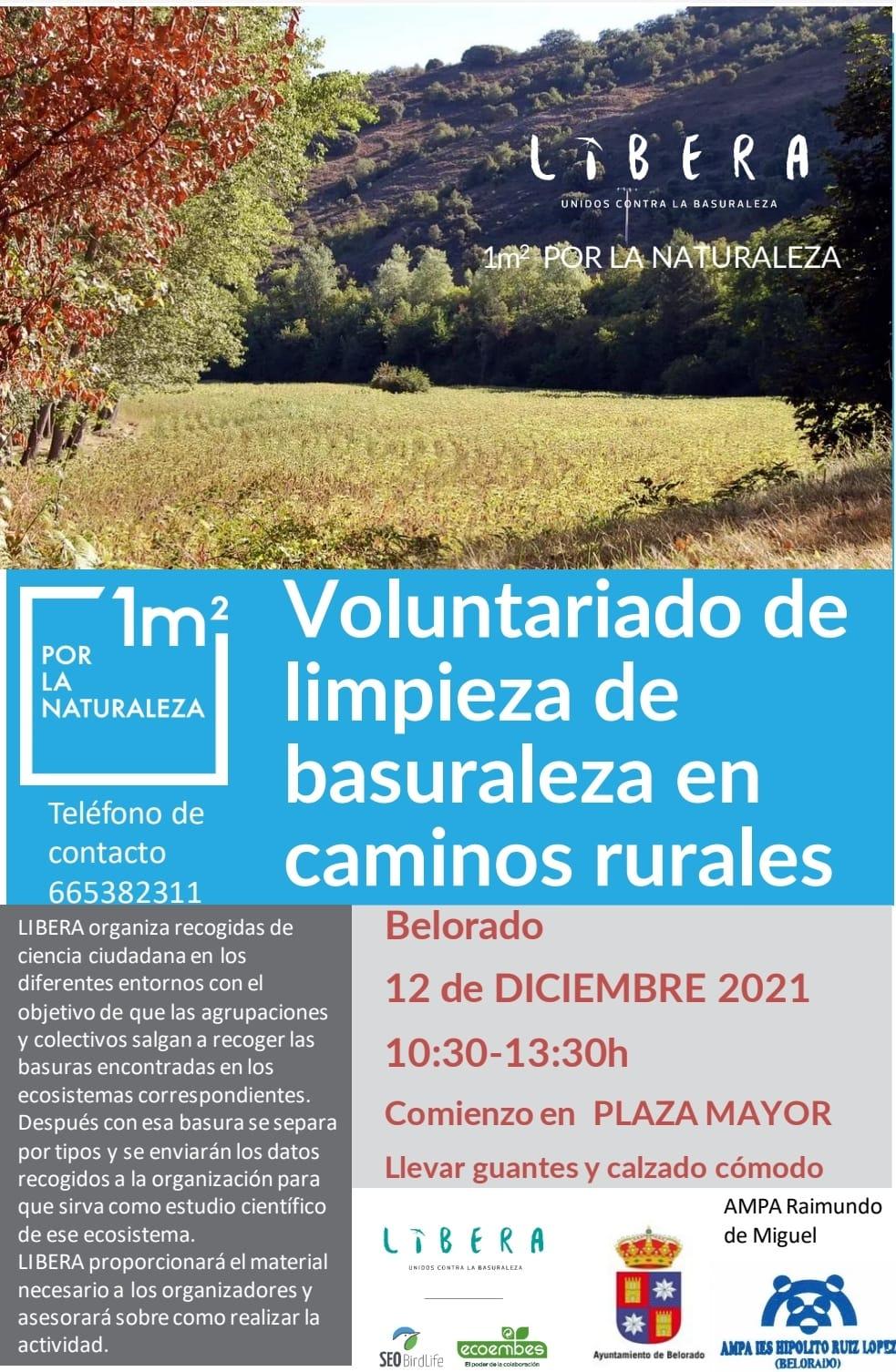 Voluntariado de limpieza de basuraleza en caminos rurales