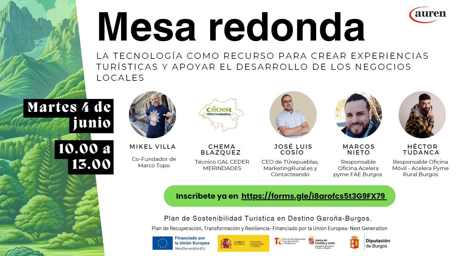 Mesa redonda. La tecnología como recurso para crear experiencias turísticas.