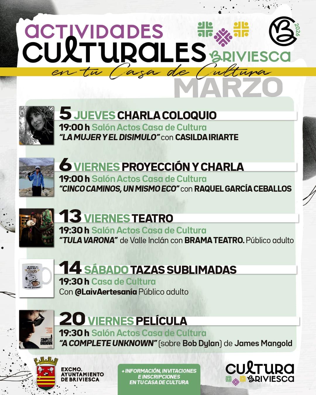 Actividades culturales Briviesca. Marzo