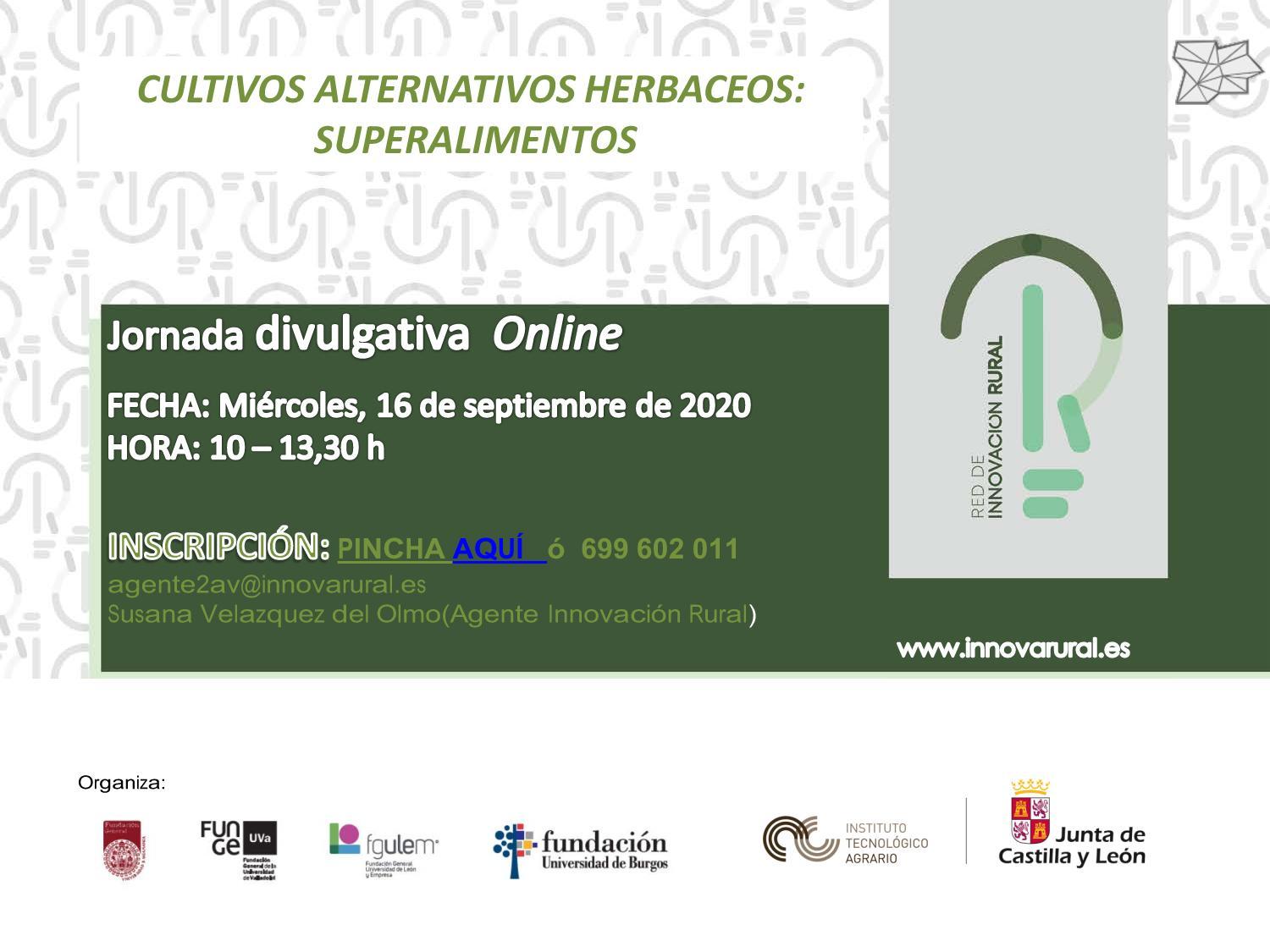 Jornada online. Cultivos alternativos herbaceos: superalimentos