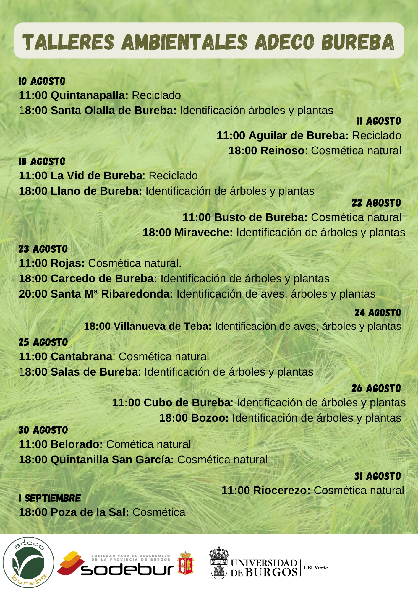 Talleres medioambientales. Adeco Bureba